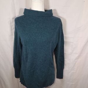 Talbots Teal 100% Cashmere Turtleneck Sweater